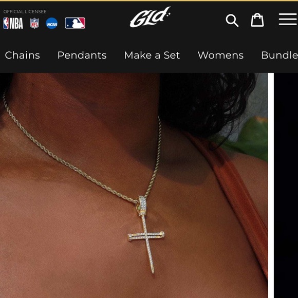 GLD Nail Cross Crucifix 18k Yellow Gold Plated with CZ stones NEVER USED - Picture 1 of 5